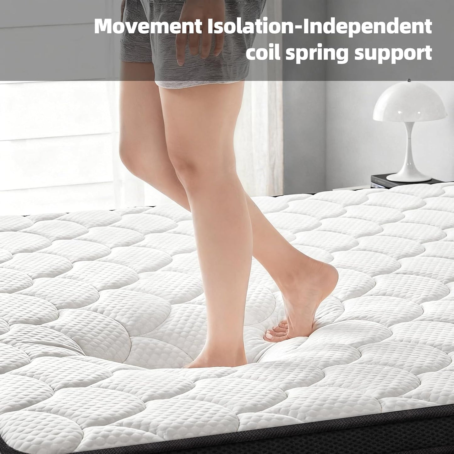 Twin Mattress 10 Inch Medium Firm Hybrid Mattress Twin Size Memory Foam Pocket Springs Twin Bed Matress in a Box for All Sleeping Positions Motion Isolation Comfortable Sleep (White, Twin 10 Inch)