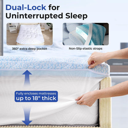 Dual Layer 4 Inch Cooling Memory Foam Mattress Topper Twin Size, 2 Inch Thick Soft Quilted Ice Silk Pillow Top Cover plus 2 Inch Gel Memory Foam Mattress Pad for Back Pain Relief