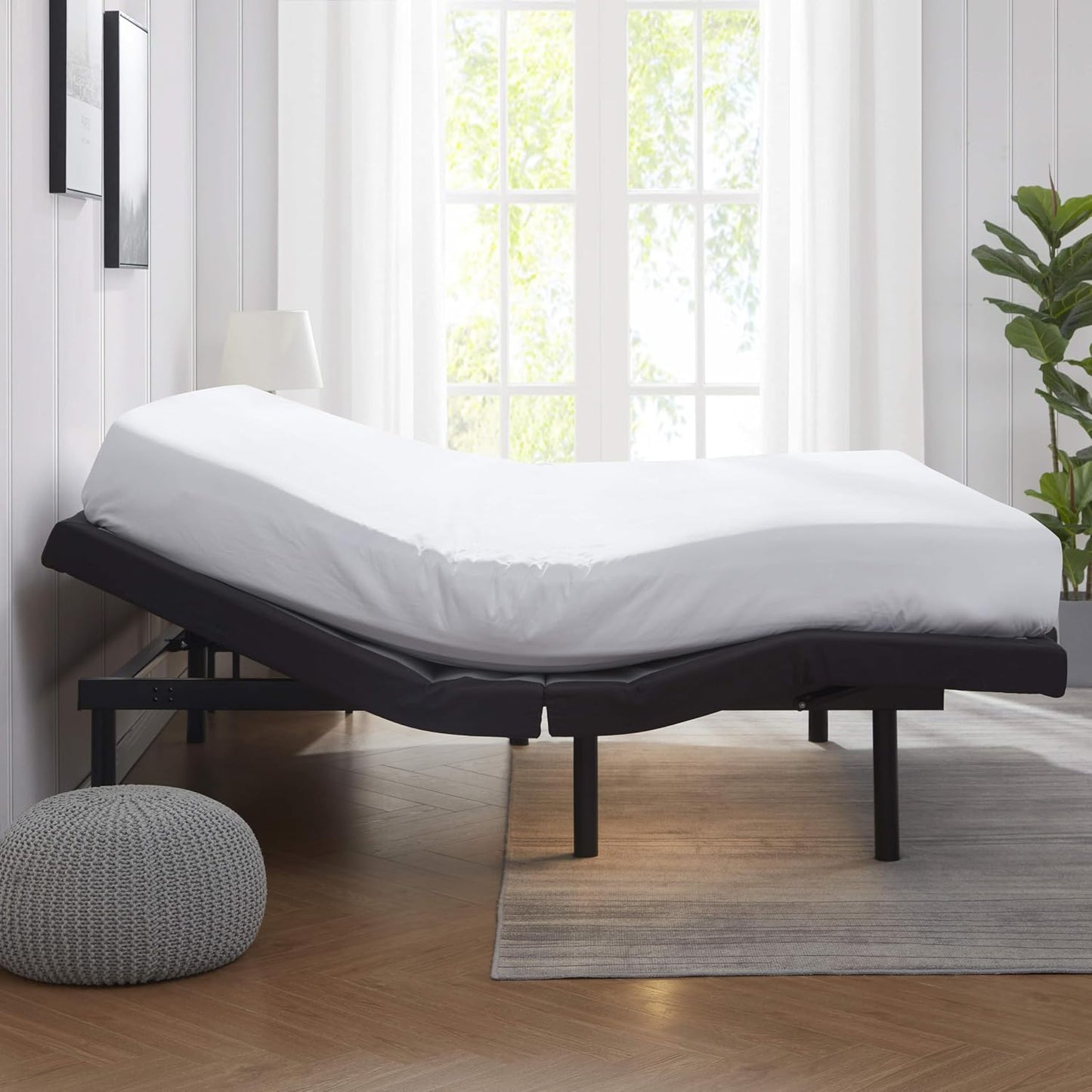 Queen Adjustable Bed Frame with Massage and Wireless Remote, Electric Base with Head and Foot Incline, Zero Gravity, USB Ports, under Bed LED, No Box Spring Needed