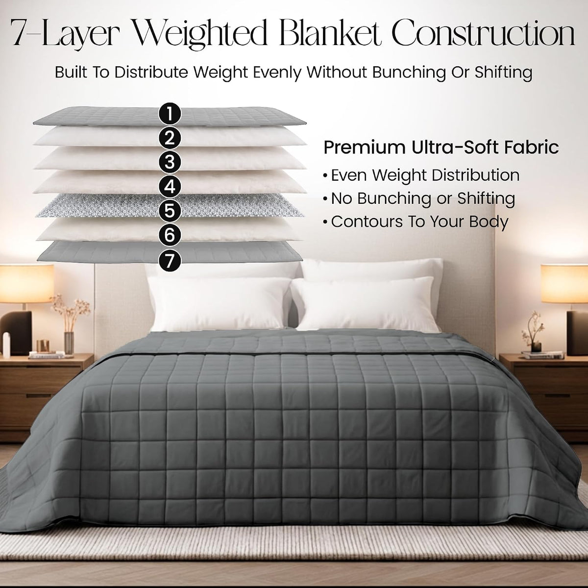 Homesmart King Size Weighted Blanket 20 Lbs, Also Fits California King Beds