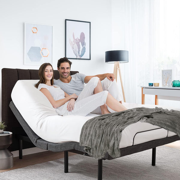 Adjustable Bed Frame, Zero Clearance Adjustable Massage Bed Frame with Wireless Remote, Adjustable Bed Base Head & Foot Massage, Fast & Easy Assembly, USB Ports, LED Light, King Size Bed Frame