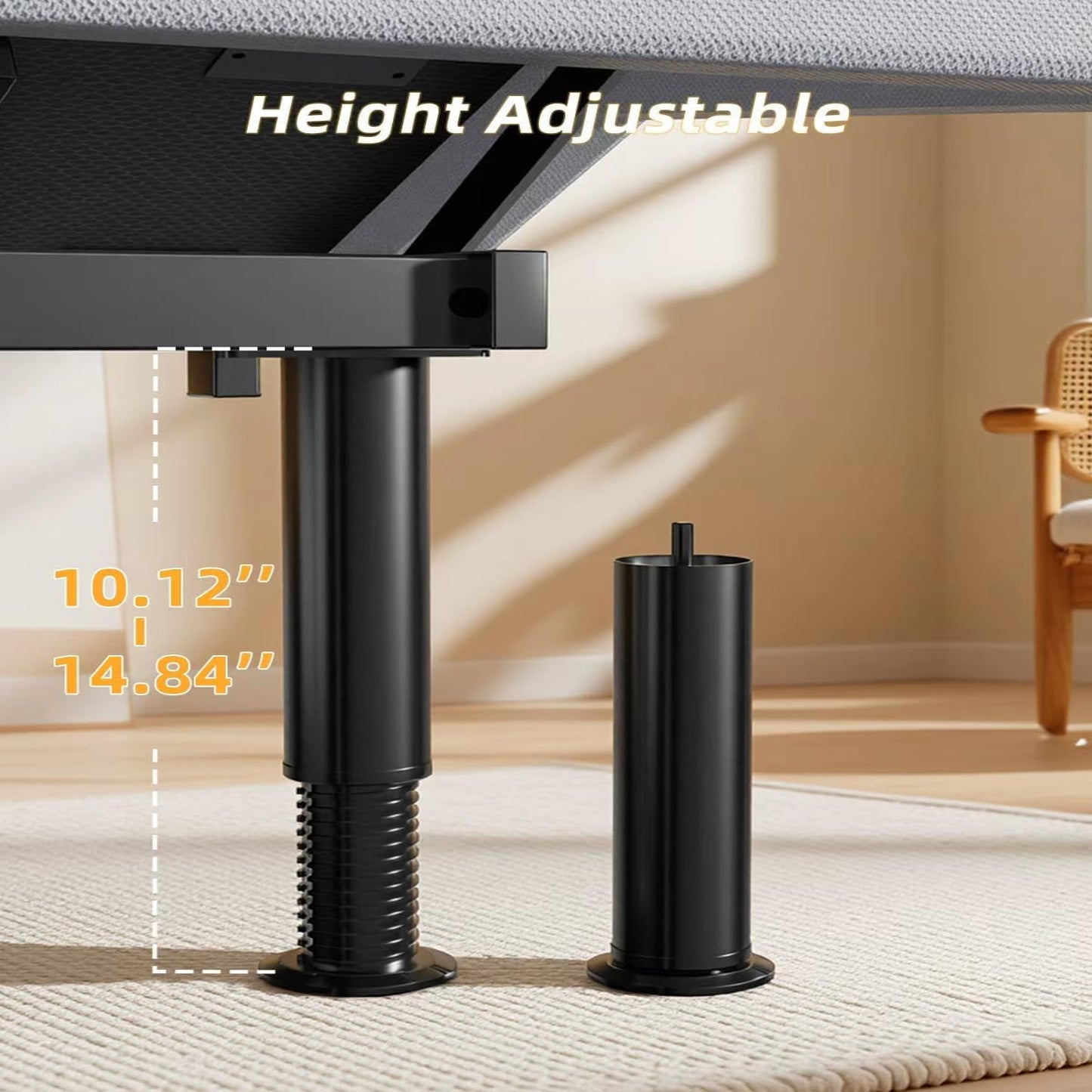 Full Adjustable Bed Frame with Massage Adjustable Bed Base with Wireless Remote USB Ports Underbed Light Zero Gravity Height Adjustable Legs