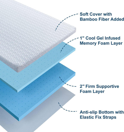 3 Inch Mattress Topper King - Cool Gel Memory Foam Mattress Topper Extra Firm Bed Topper with Cover, Hard Mattress Topper for Back Relax, Certipur-Us Certified