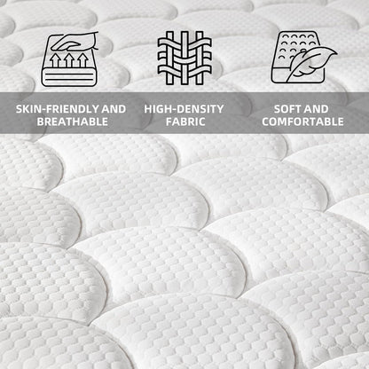Twin Mattress 10 Inch Medium Firm Hybrid Mattress Twin Size Memory Foam Pocket Springs Twin Bed Matress in a Box for All Sleeping Positions Motion Isolation Comfortable Sleep (White, Twin 10 Inch)