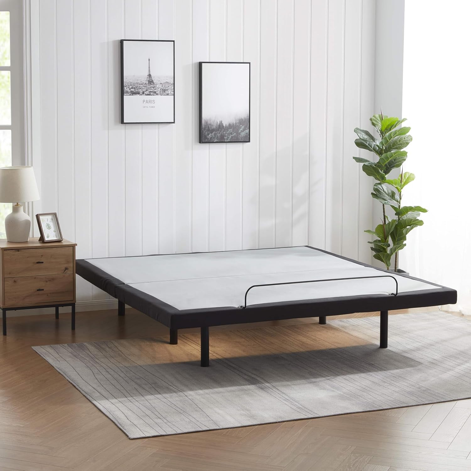 Queen Adjustable Bed Frame with Massage and Wireless Remote, Electric Base with Head and Foot Incline, Zero Gravity, USB Ports, under Bed LED, No Box Spring Needed