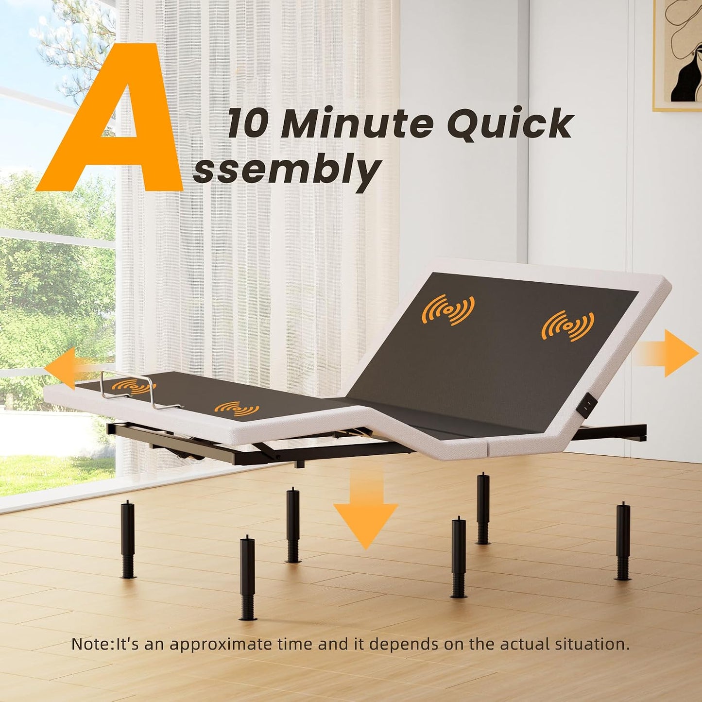 Full Adjustable Bed Frame with Massage Adjustable Bed Base with Wireless Remote USB Ports Underbed Light Zero Gravity Height Adjustable Legs