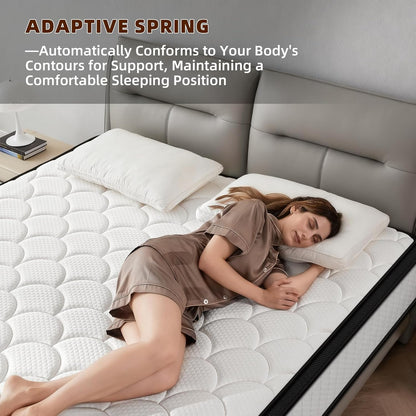 Twin Mattress 10 Inch Medium Firm Hybrid Mattress Twin Size Memory Foam Pocket Springs Twin Bed Matress in a Box for All Sleeping Positions Motion Isolation Comfortable Sleep (White, Twin 10 Inch)