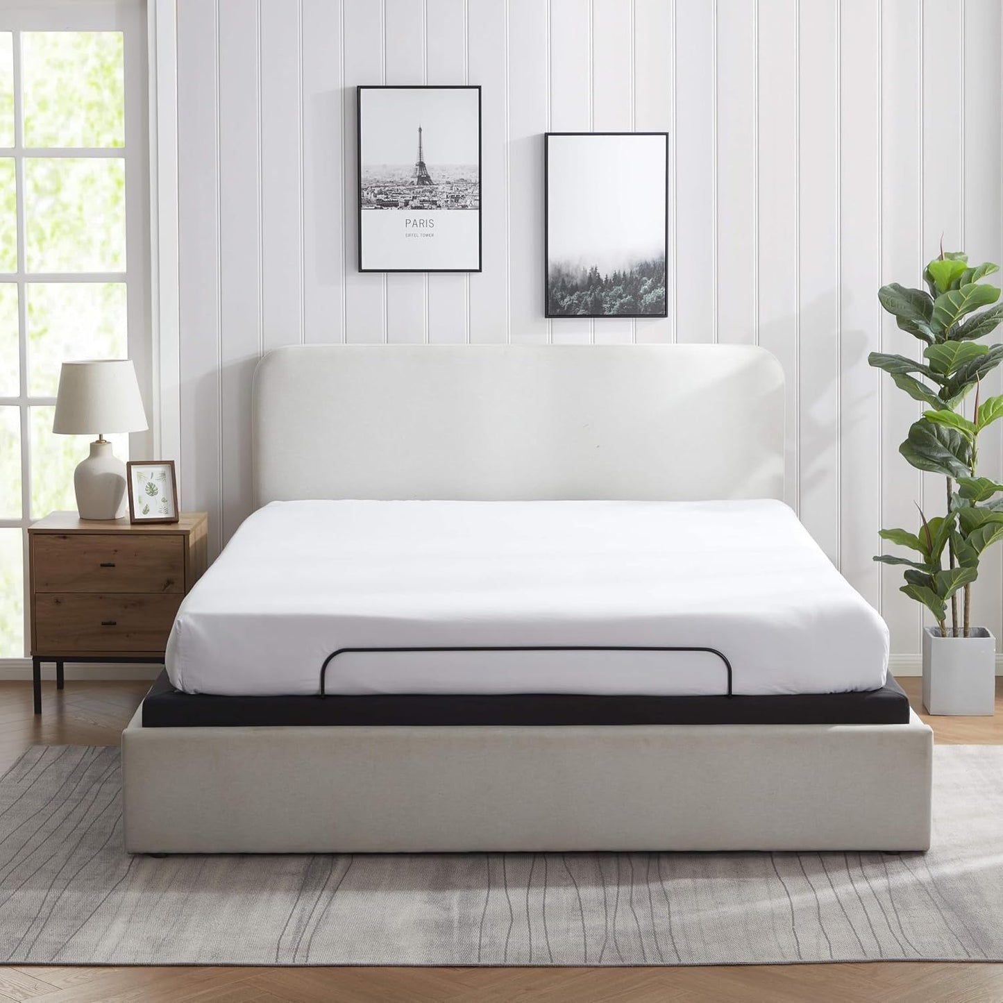Queen Adjustable Bed Frame with Massage and Wireless Remote, Electric Base with Head and Foot Incline, Zero Gravity, USB Ports, under Bed LED, No Box Spring Needed