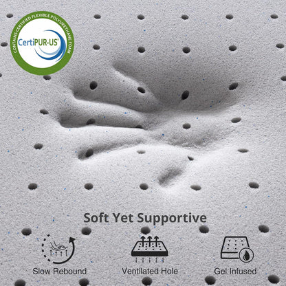 2 Inch Mattress Topper Full,Gel Memory Foam Mattress Topper Double Bed Topper for Soft & Cooling Sleep, Pressure Relieve, Certipur-Us Certified