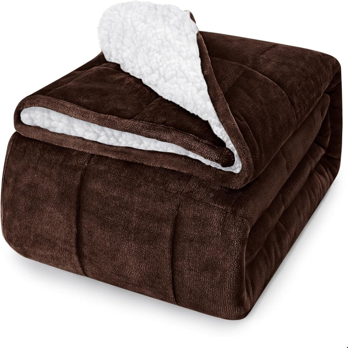 Weighted Blanket for Adults (15 Lbs, 48" X 72", Brown) Heavy Blanket for Sleeping Perfect for 140-160 Lbs, Twin Size Breathable Blanket with Premium Glass Bead, Machine Washable