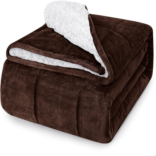 Weighted Blanket for Adults (15 Lbs, 48" X 72", Brown) Heavy Blanket for Sleeping Perfect for 140-160 Lbs, Twin Size Breathable Blanket with Premium Glass Bead, Machine Washable