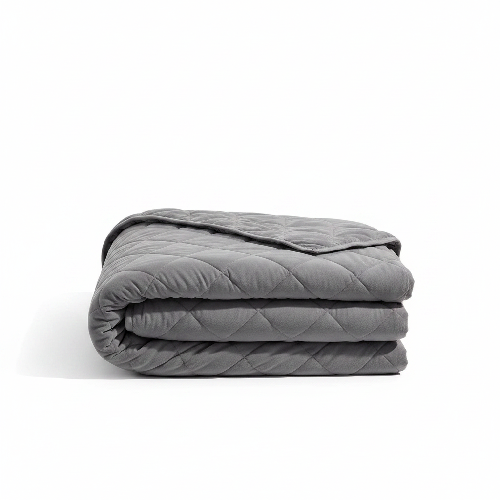 Weighted Blanket Twin Size 48" X 72" 15 Lbs with Nontoxic Glass Beads, Microfiber Material, Thick Comfort for Deeper Sleep, Gray