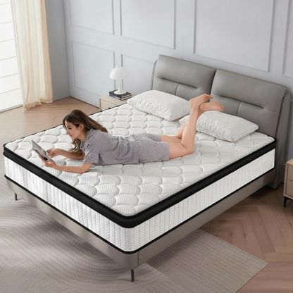 Twin Mattress 10 Inch Medium Firm Hybrid Mattress Twin Size Memory Foam Pocket Springs Twin Bed Matress in a Box for All Sleeping Positions Motion Isolation Comfortable Sleep (White, Twin 10 Inch)
